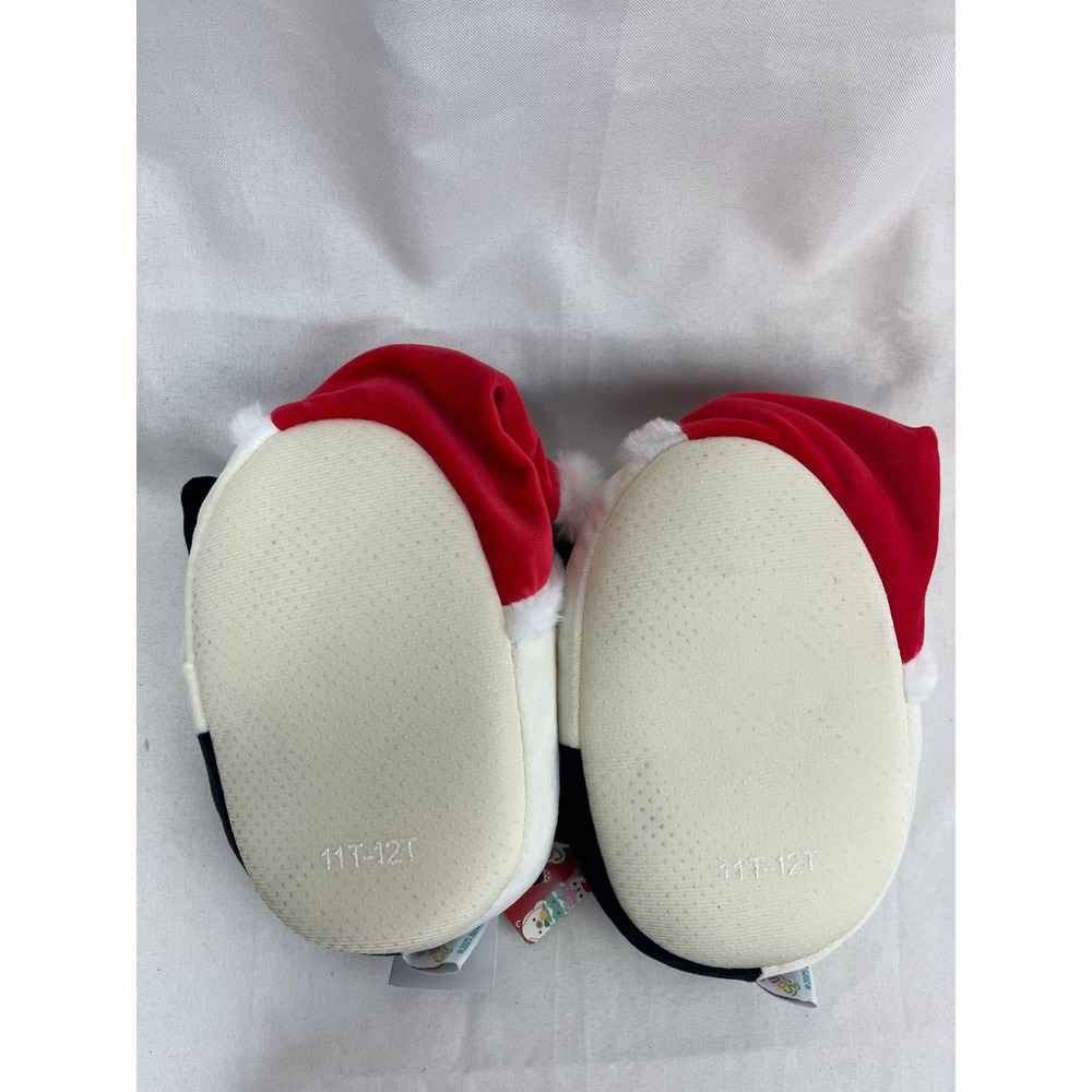 Squishmallows Santa Hat Cat Plush Slippers Off-White Black Holiday Toddler 11/12 - Picture 3 of 5